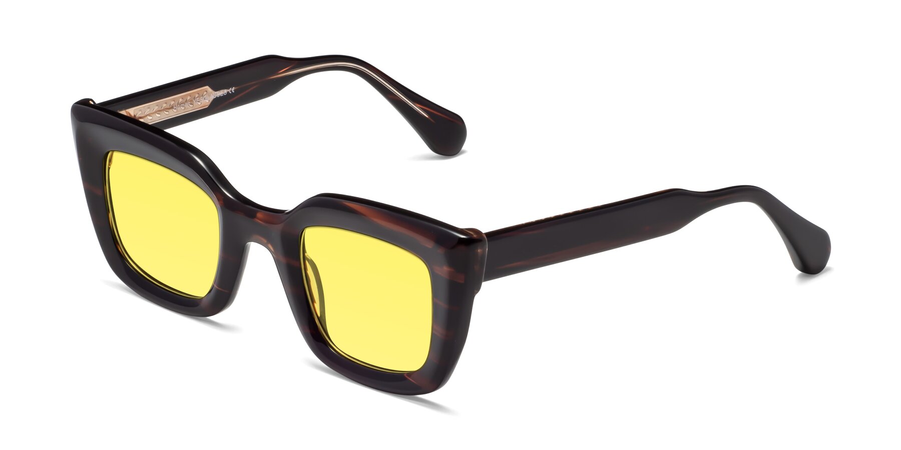 Angle of Homan in Dark Brown with Medium Yellow Tinted Lenses