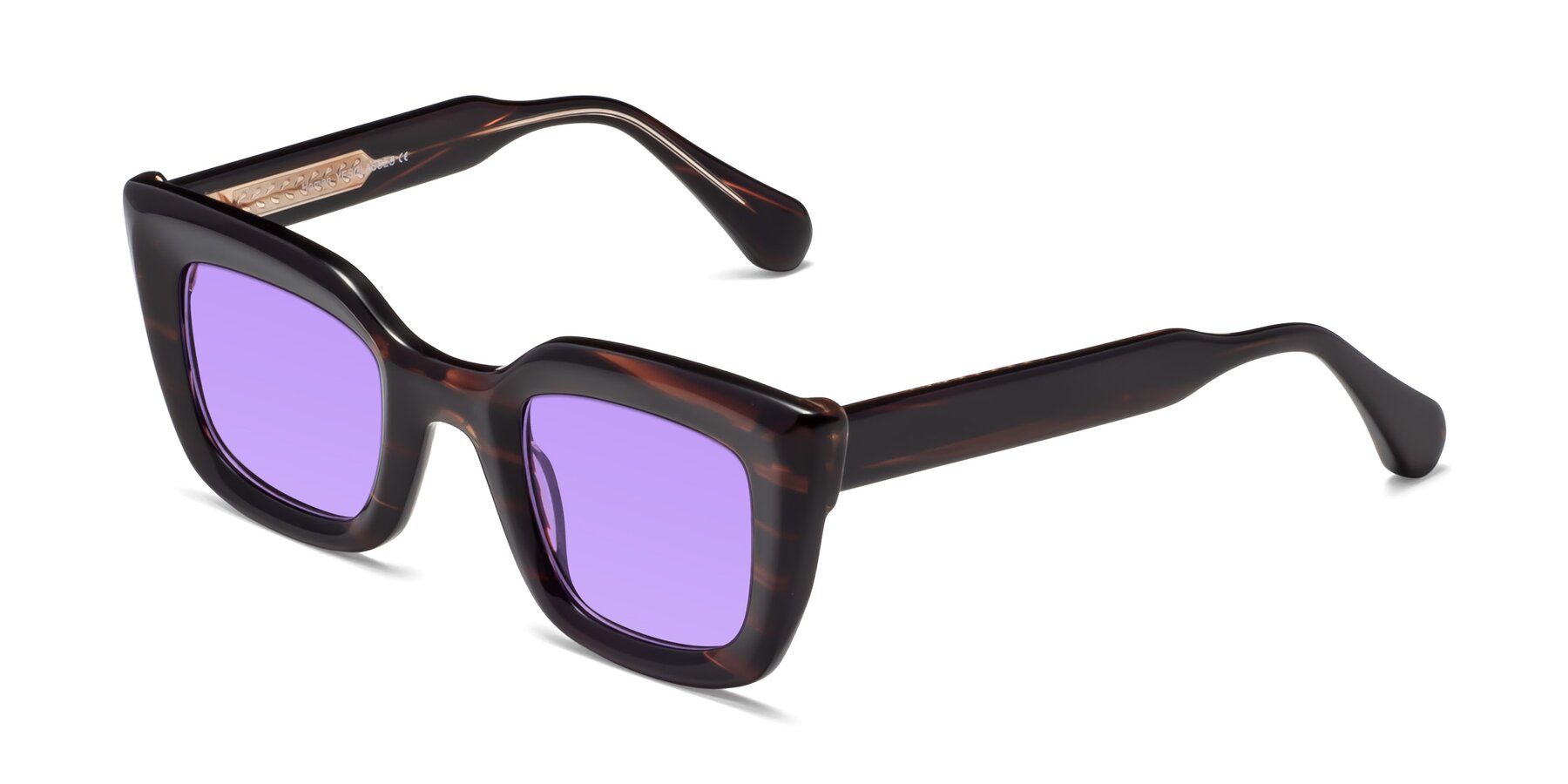 Angle of Homan in Dark Brown with Medium Purple Tinted Lenses