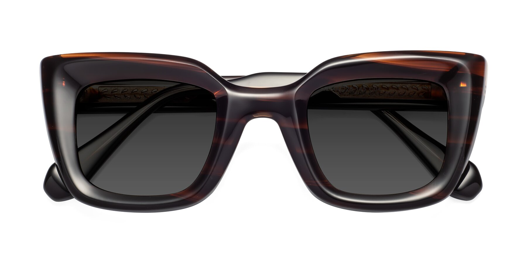 Folded Front of Homan in Dark Brown with Gray Tinted Lenses