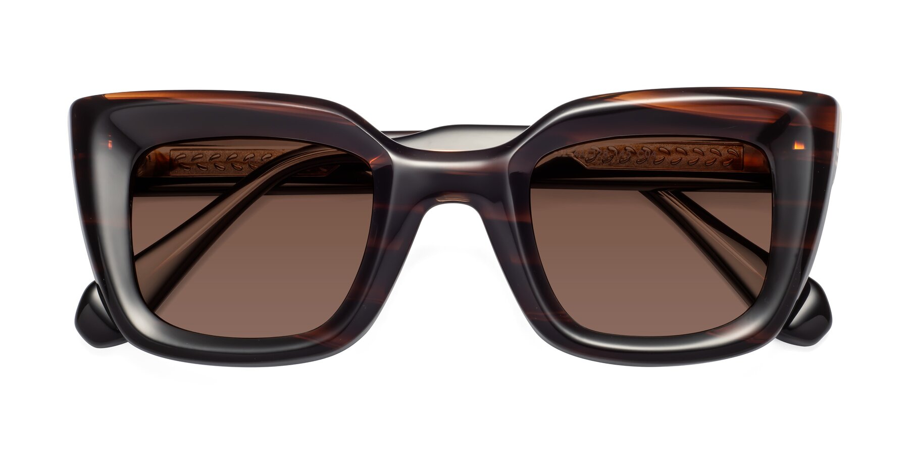 Folded Front of Homan in Dark Brown with Brown Tinted Lenses