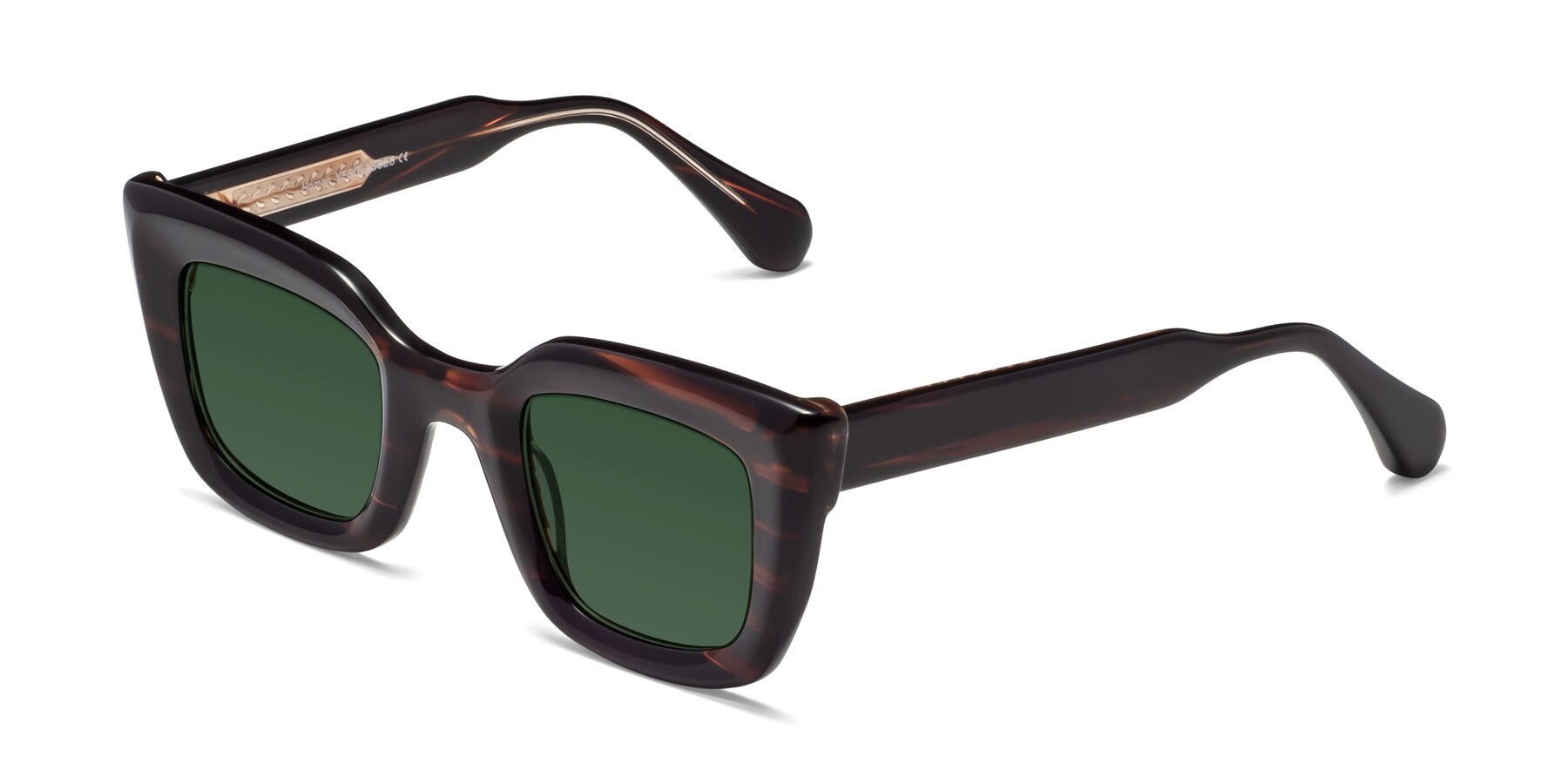 Angle of Homan in Dark Brown with Green Tinted Lenses