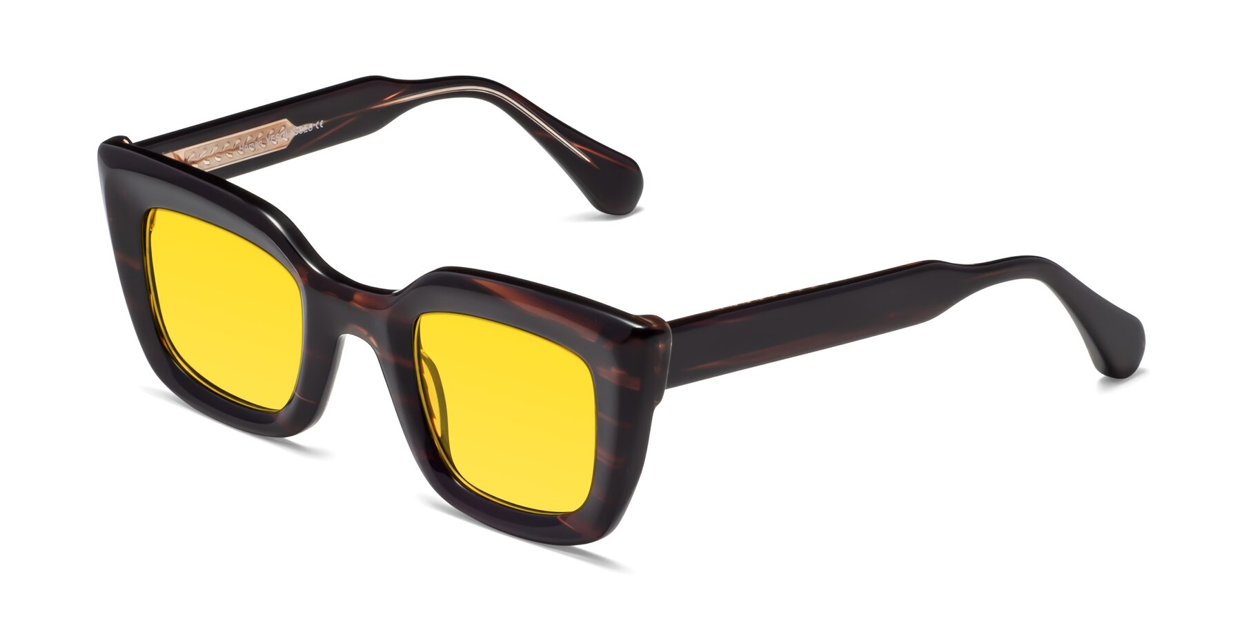 Angle of Homan in Dark Brown with Yellow Tinted Lenses