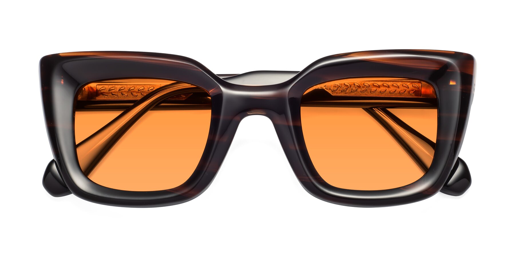 Folded Front of Homan in Dark Brown with Orange Tinted Lenses
