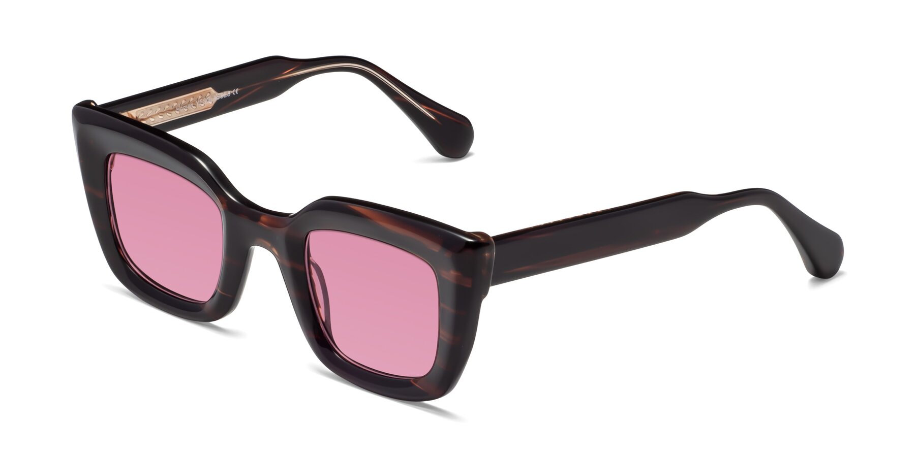 Angle of Homan in Dark Brown with Medium Wine Tinted Lenses