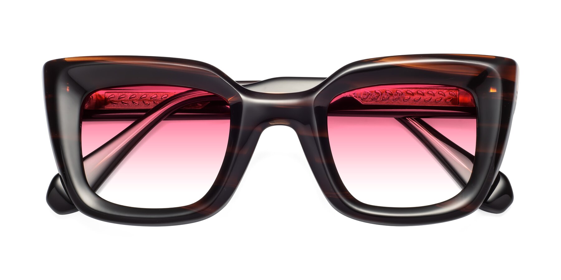 Folded Front of Homan in Dark Brown with Pink Gradient Lenses