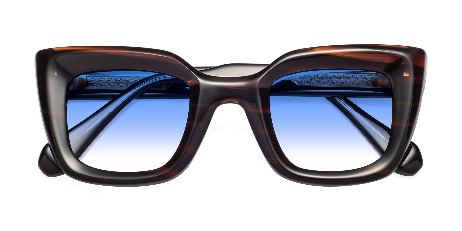 Folded Front of Homan in Dark Brown with Blue Gradient Lenses