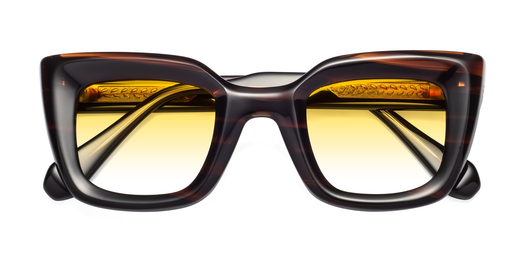 Folded Front of Homan in Dark Brown with Yellow Gradient Lenses