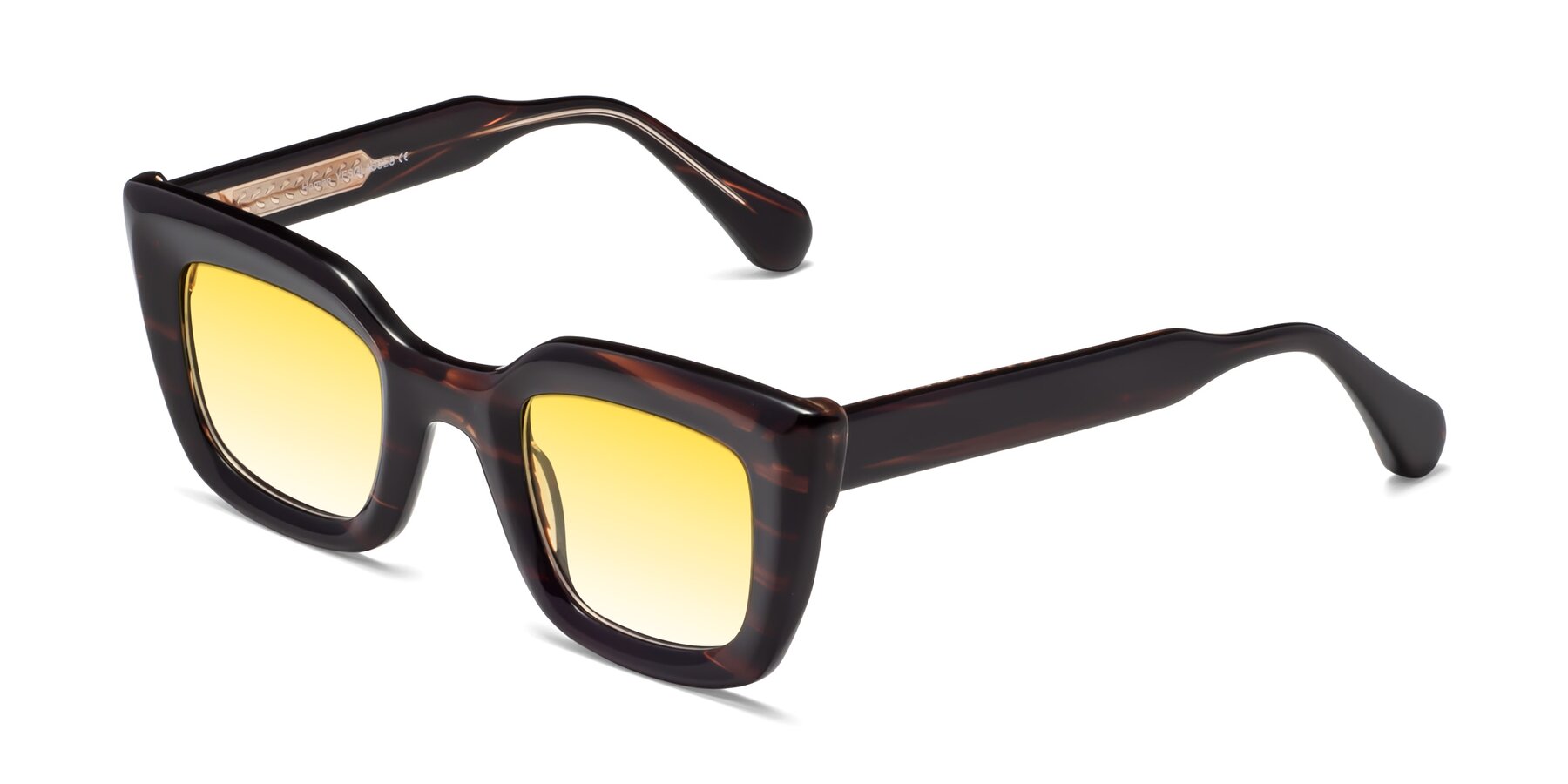 Angle of Homan in Dark Brown with Yellow Gradient Lenses