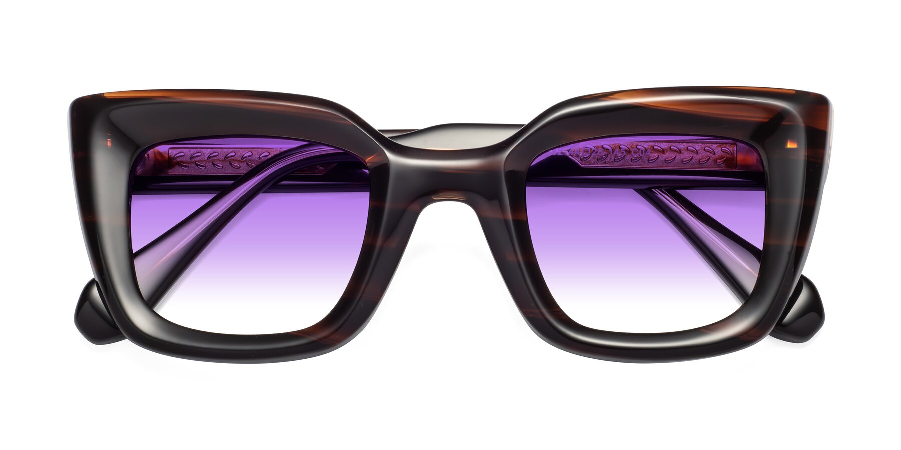 Folded Front of Homan in Dark Brown with Purple Gradient Lenses