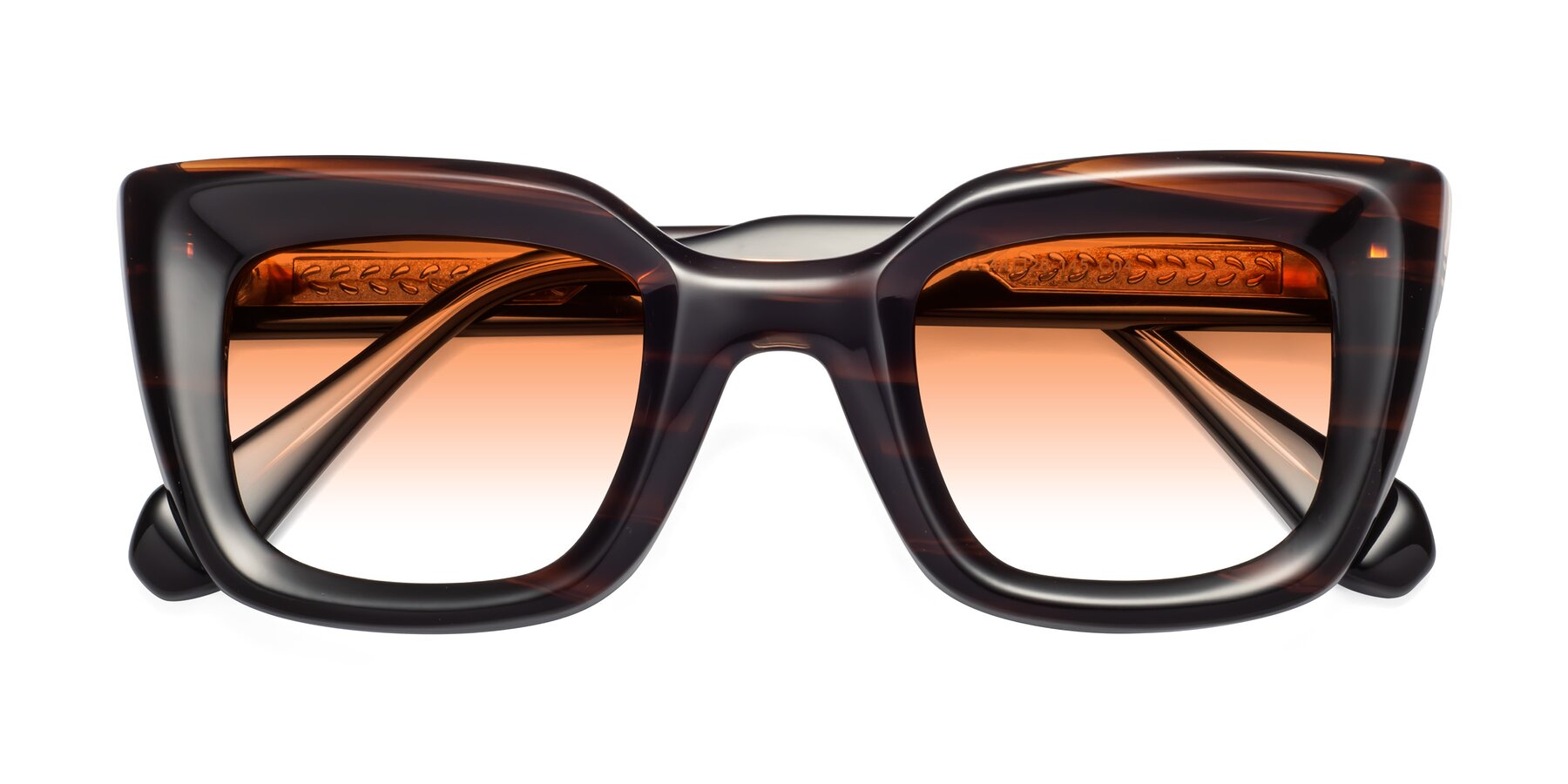 Folded Front of Homan in Dark Brown with Orange Gradient Lenses