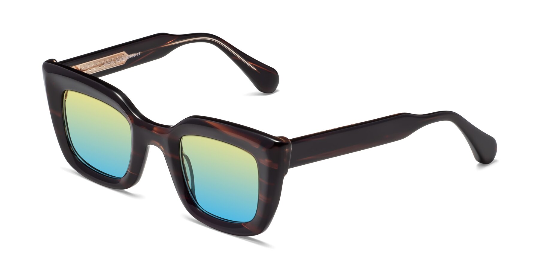 Angle of Homan in Dark Brown with Yellow / Blue Gradient Lenses