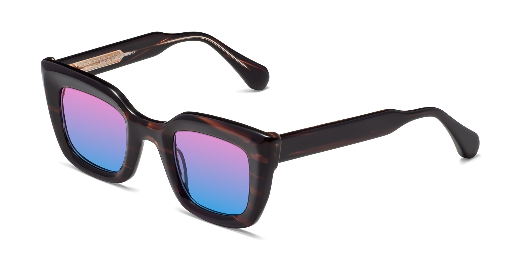 Angle of Homan in Dark Brown with Pink / Blue Gradient Lenses