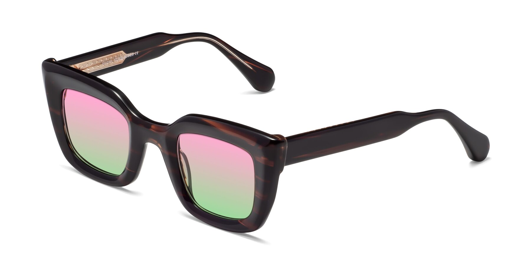 Angle of Homan in Dark Brown with Pink / Green Gradient Lenses