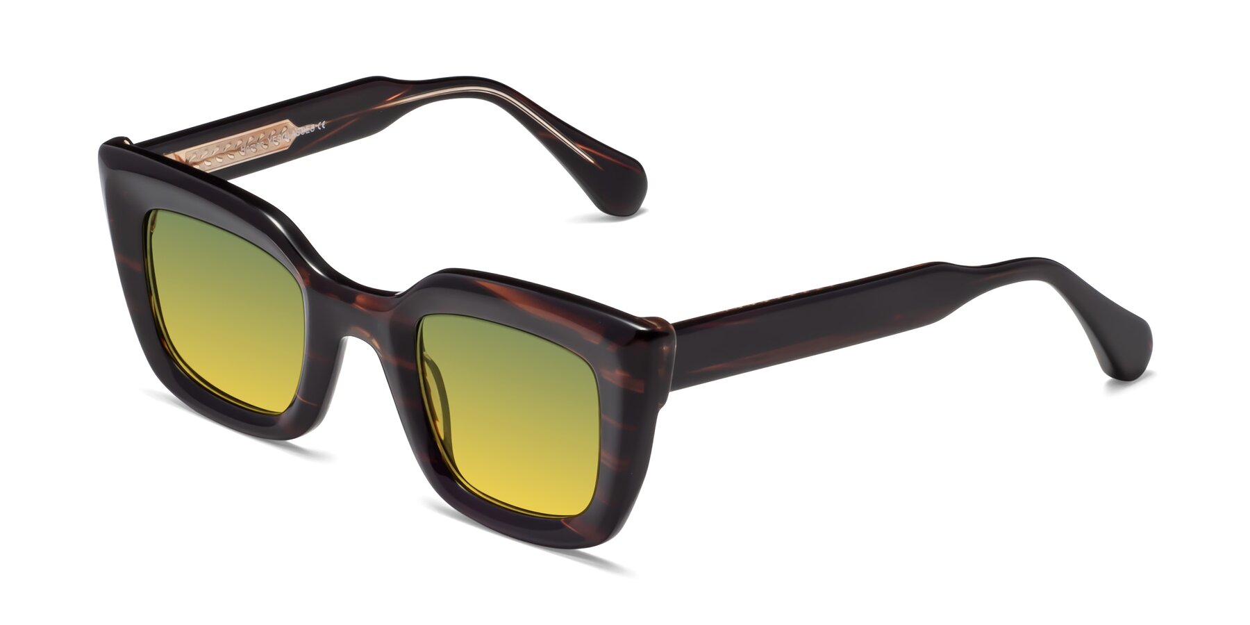 Angle of Homan in Dark Brown with Green / Yellow Gradient Lenses