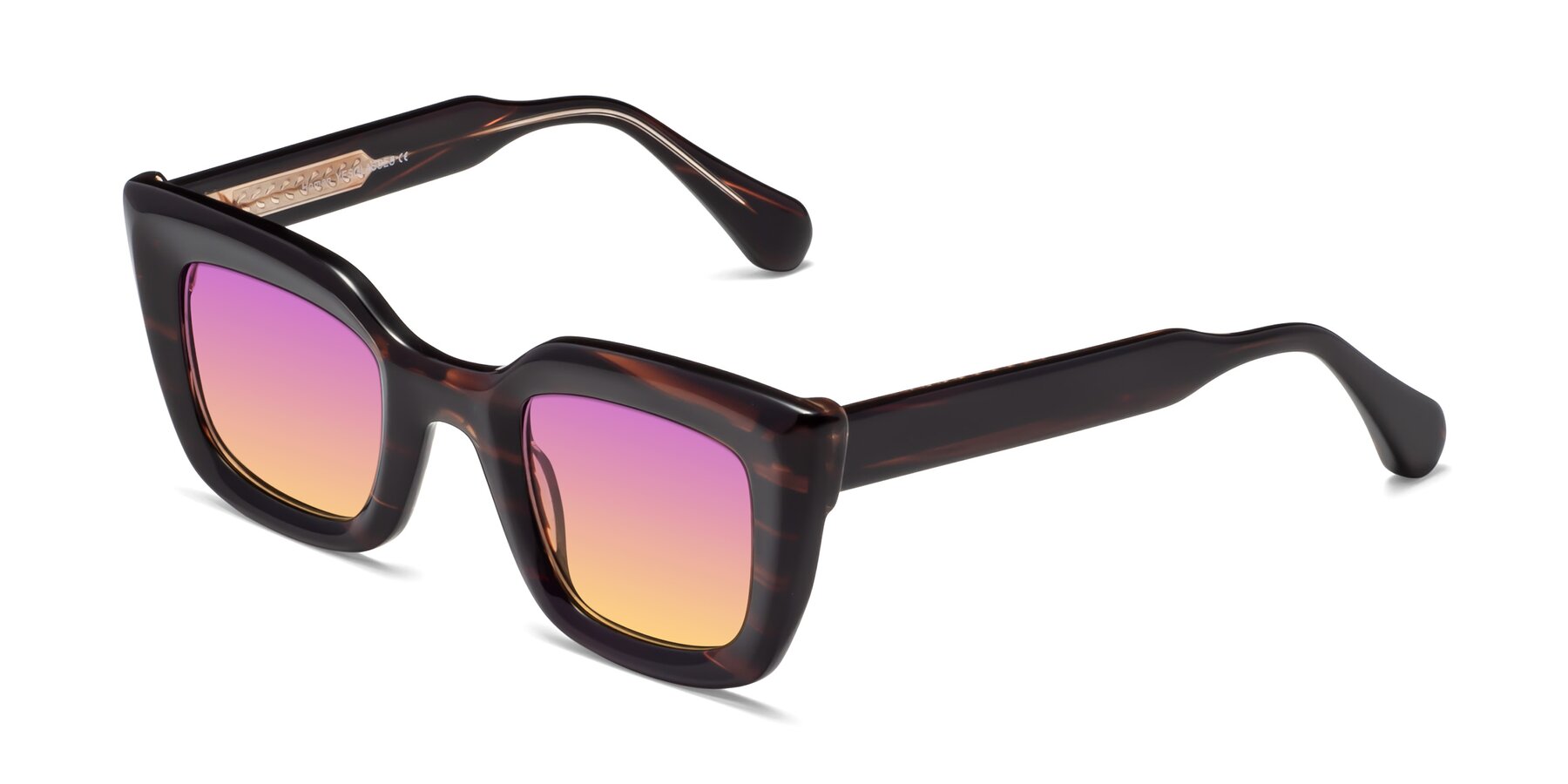 Angle of Homan in Dark Brown with Purple / Yellow Gradient Lenses