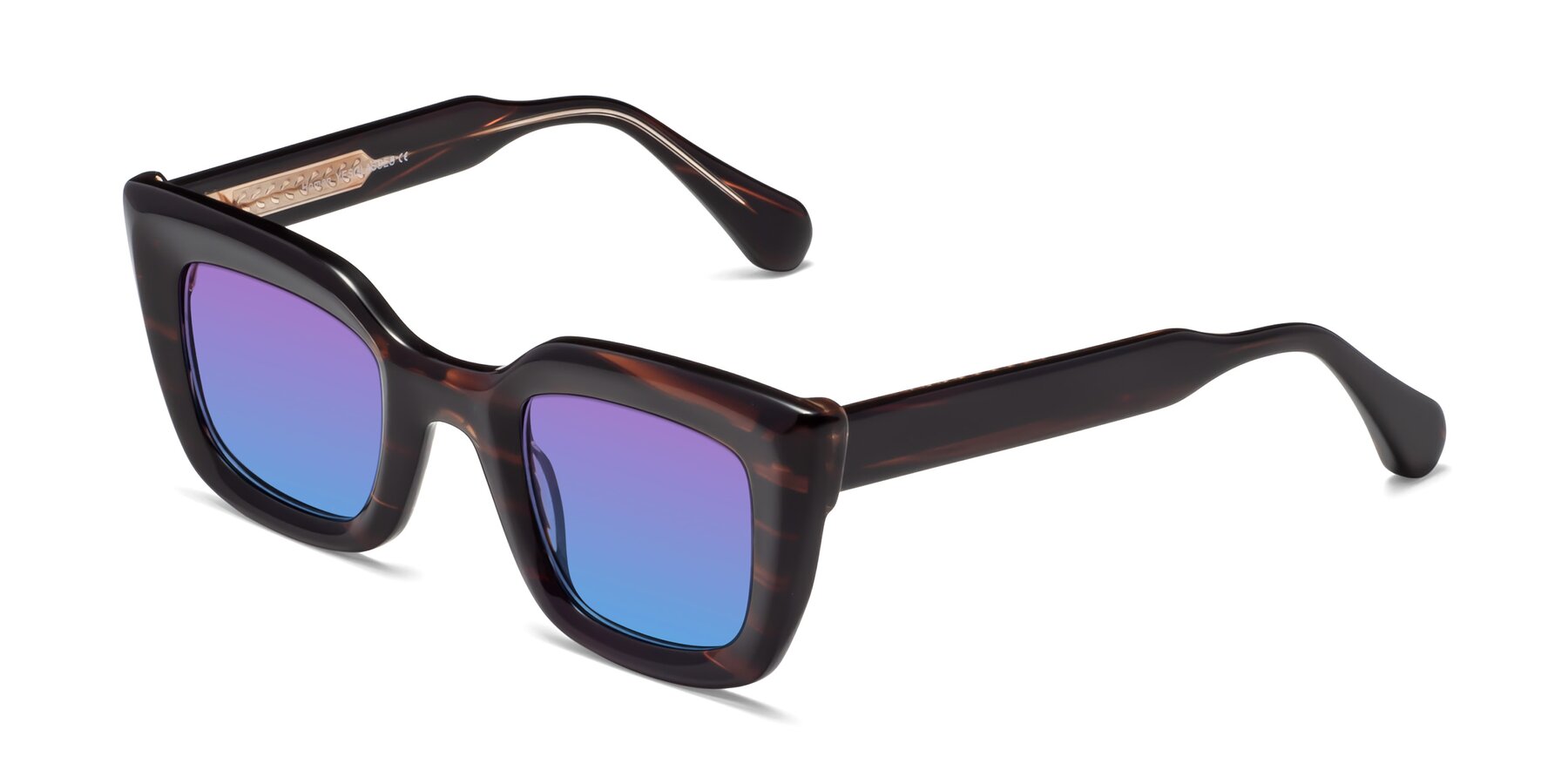 Angle of Homan in Dark Brown with Purple / Blue Gradient Lenses