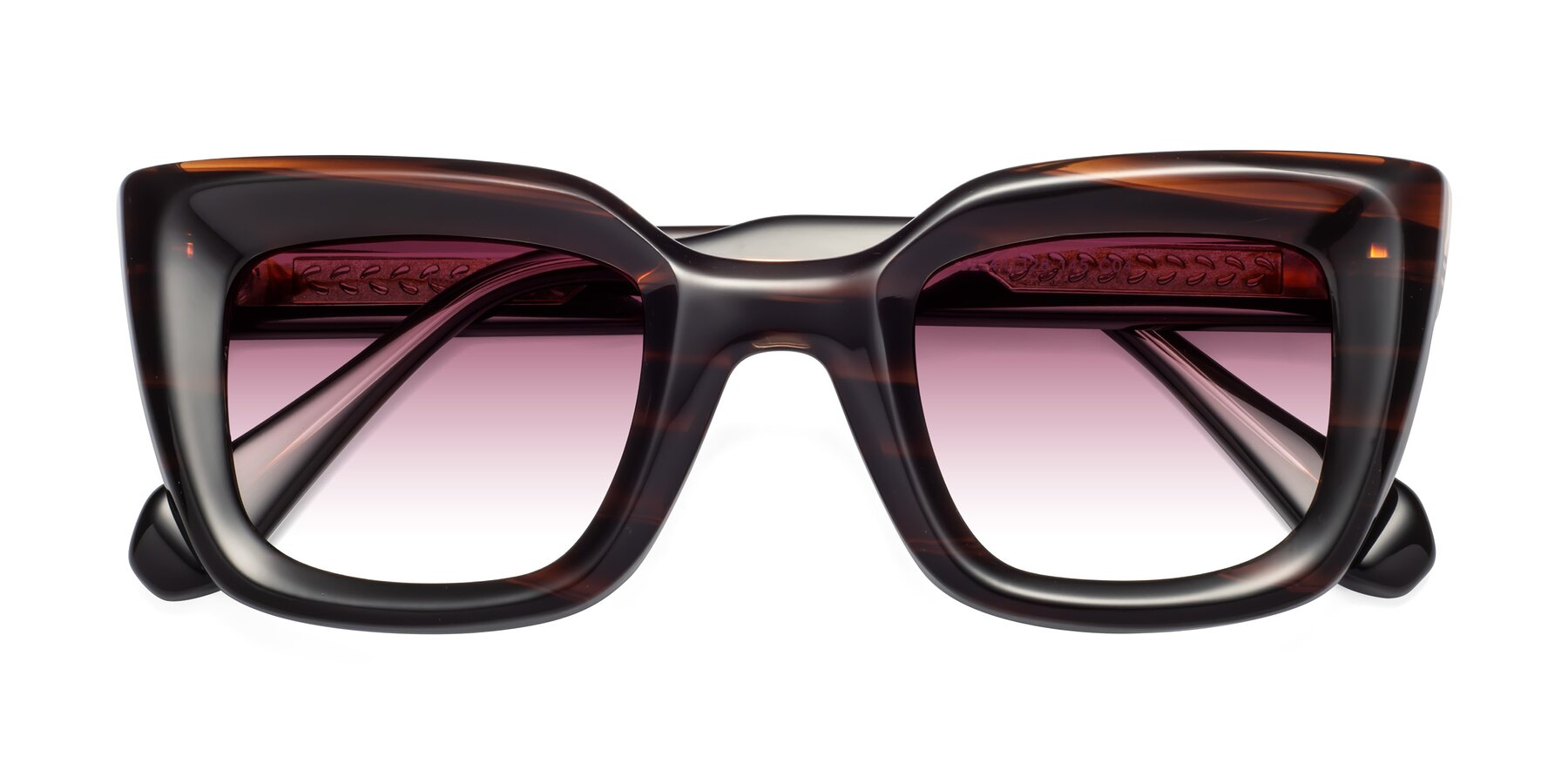 Folded Front of Homan in Dark Brown with Wine Gradient Lenses