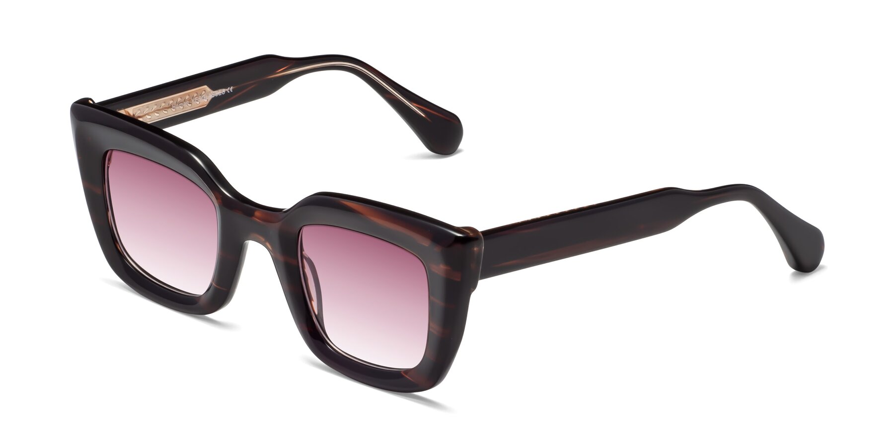 Angle of Homan in Dark Brown with Wine Gradient Lenses