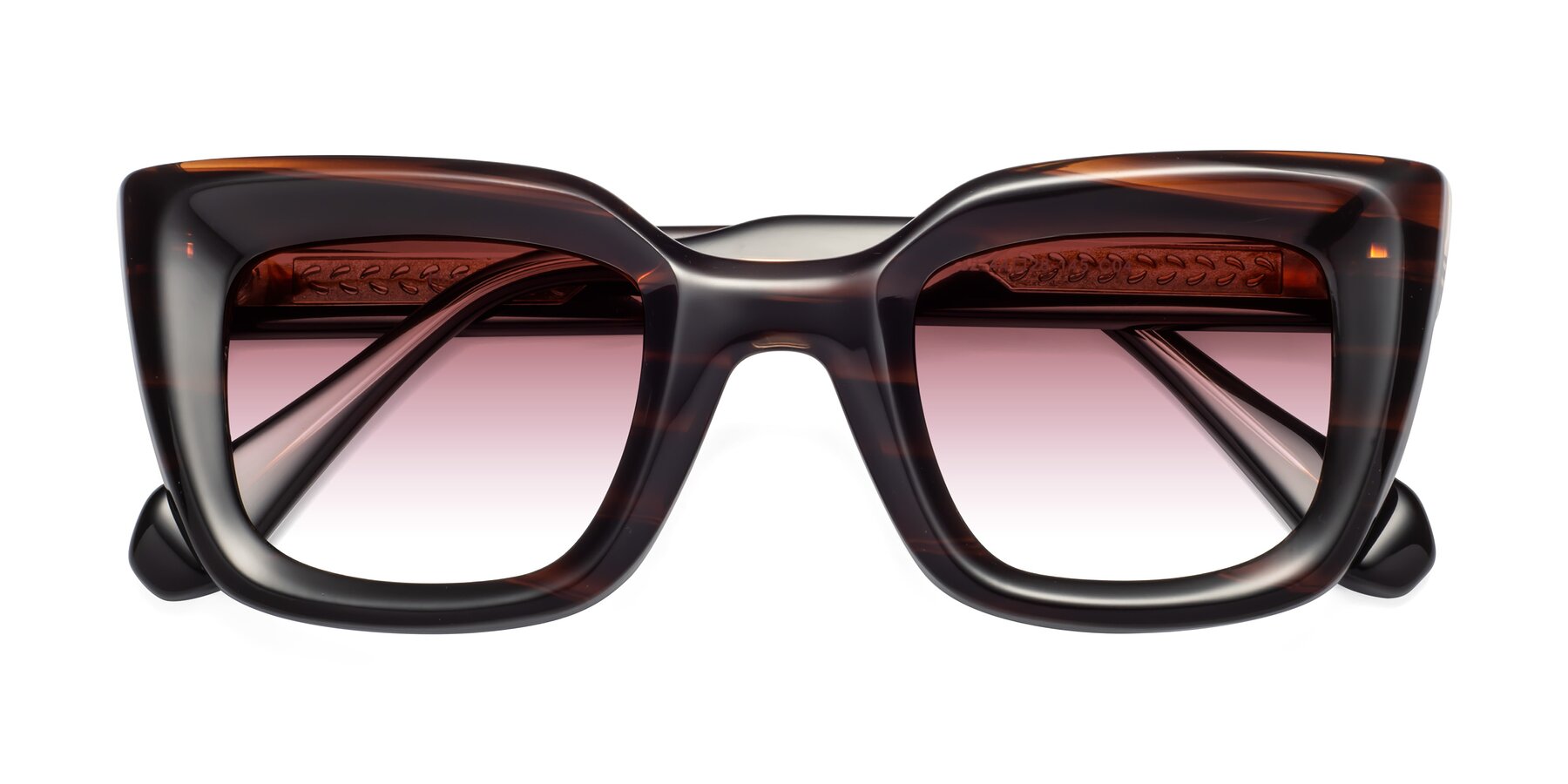 Folded Front of Homan in Dark Brown with Garnet Gradient Lenses