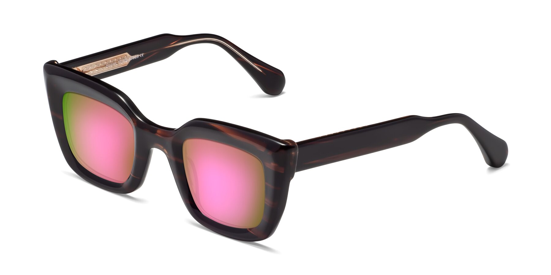 Angle of Homan in Dark Brown with Pink Mirrored Lenses
