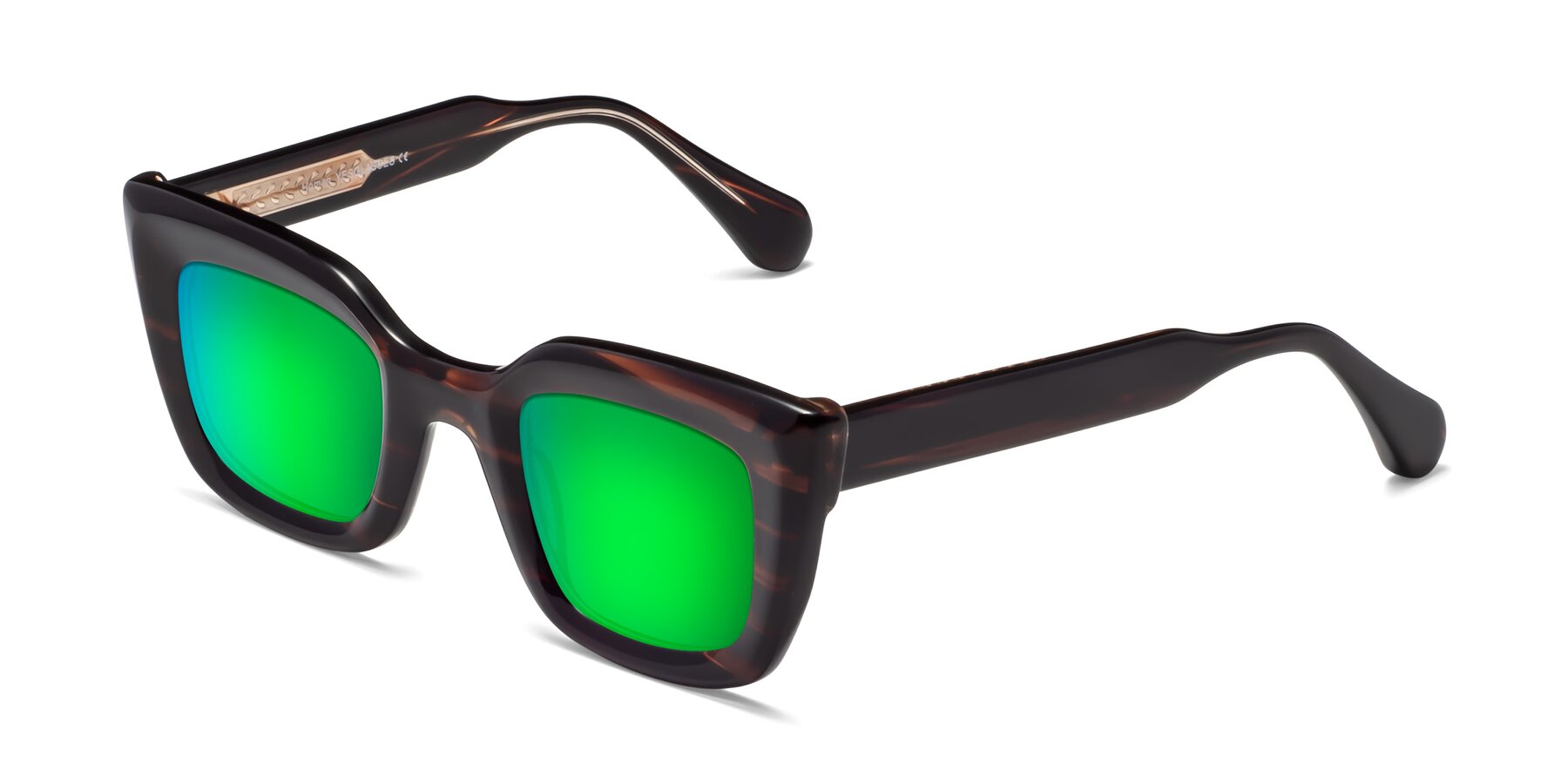 Angle of Homan in Dark Brown with Green Mirrored Lenses