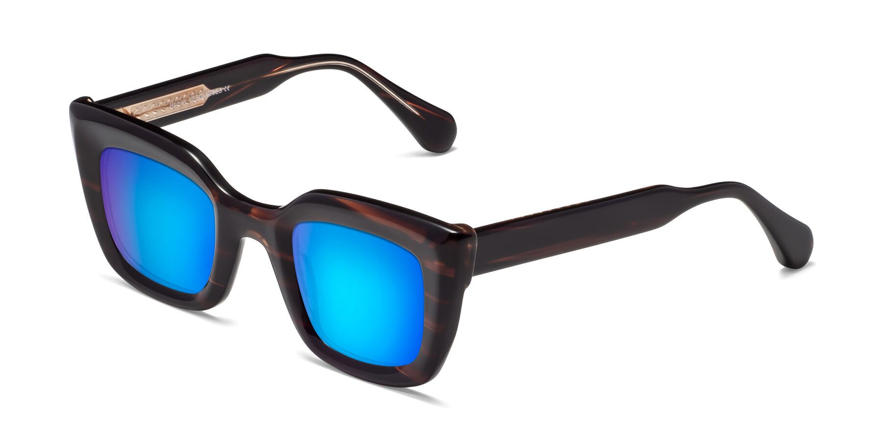 Angle of Homan in Dark Brown with Blue Mirrored Lenses