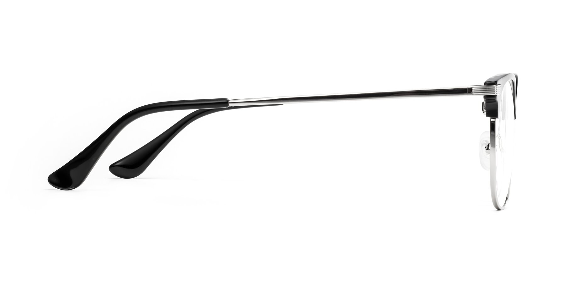 Side of Olson in Black-Silver with Clear Reading Eyeglass Lenses