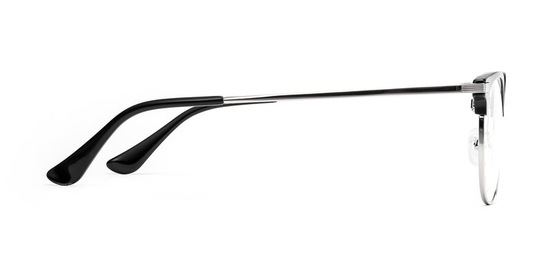 Black-Silver Browline Classic Square Eyeglasses - Olson
