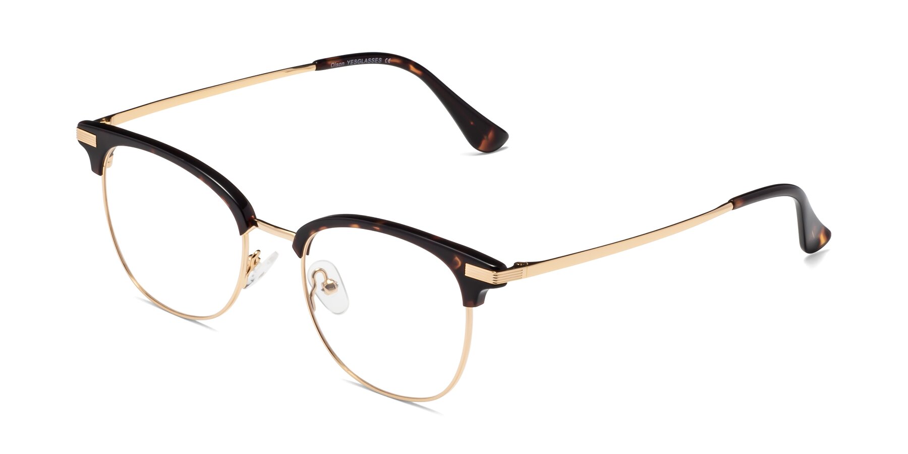 Angle of Olson in Tortoise-Gold with Clear Reading Eyeglass Lenses
