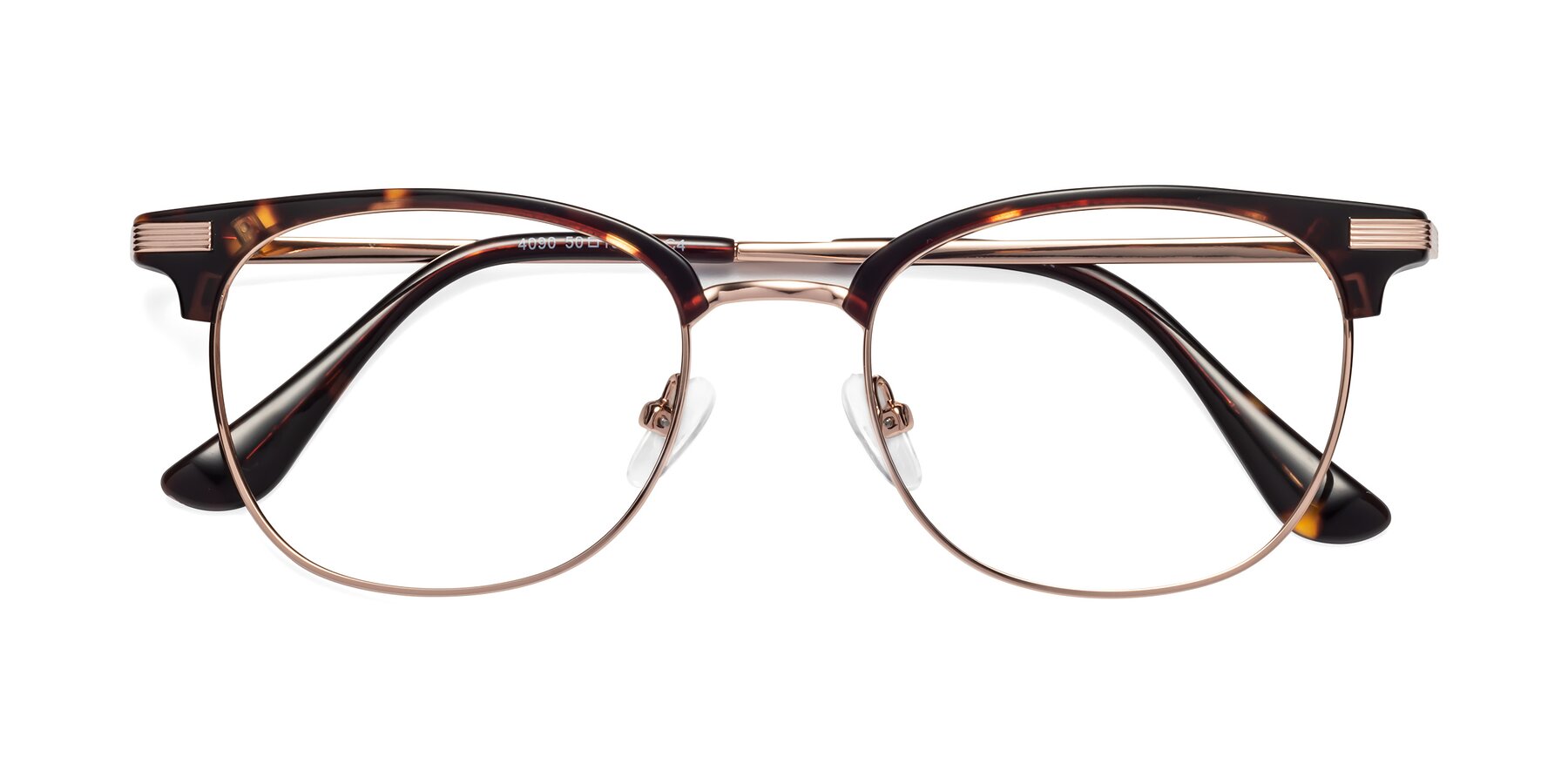 Folded Front of Olson in Tortoise-Rose Gold with Clear Blue Light Blocking Lenses