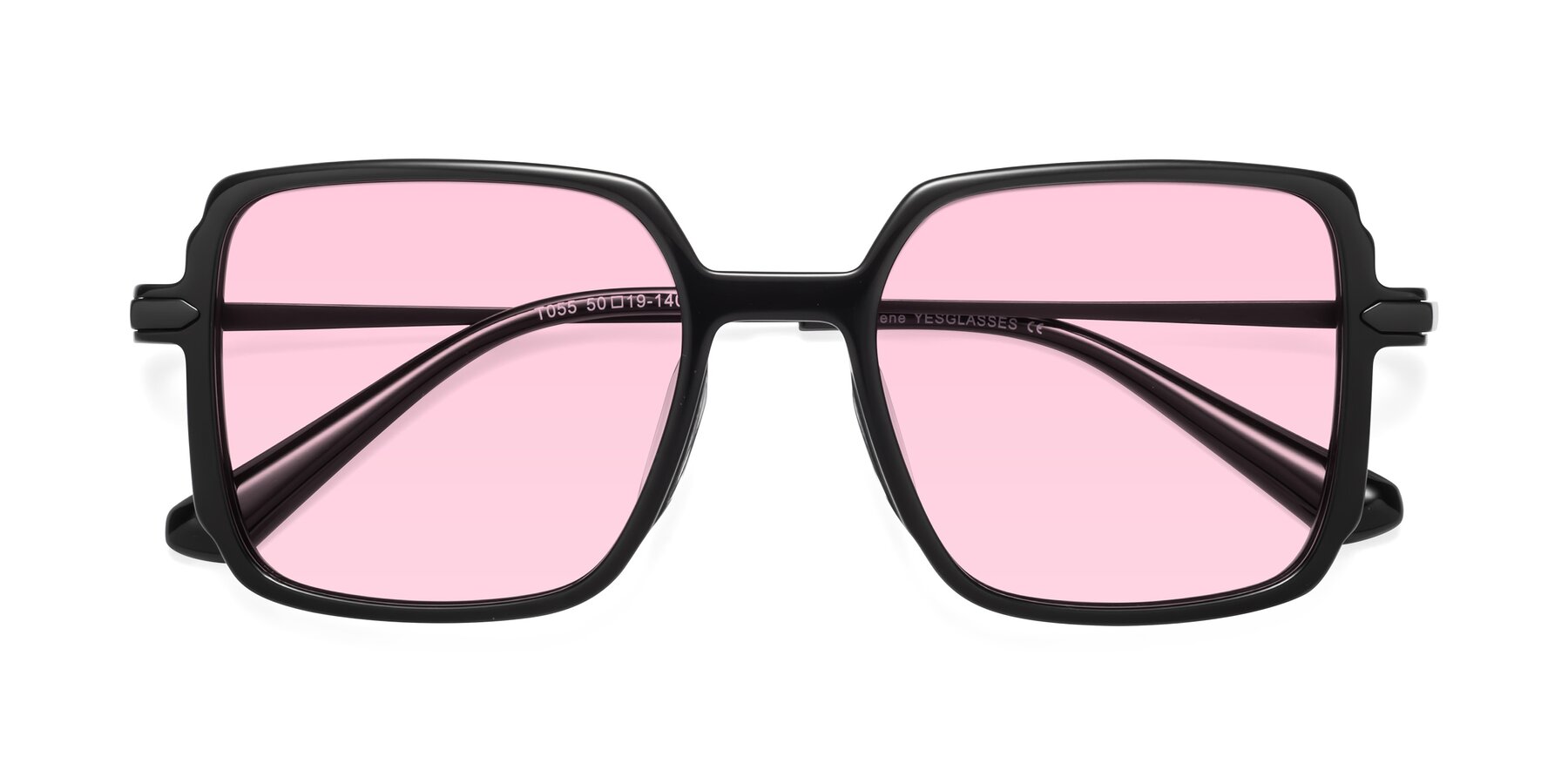 Folded Front of Darlene in Black with Light Pink Tinted Lenses
