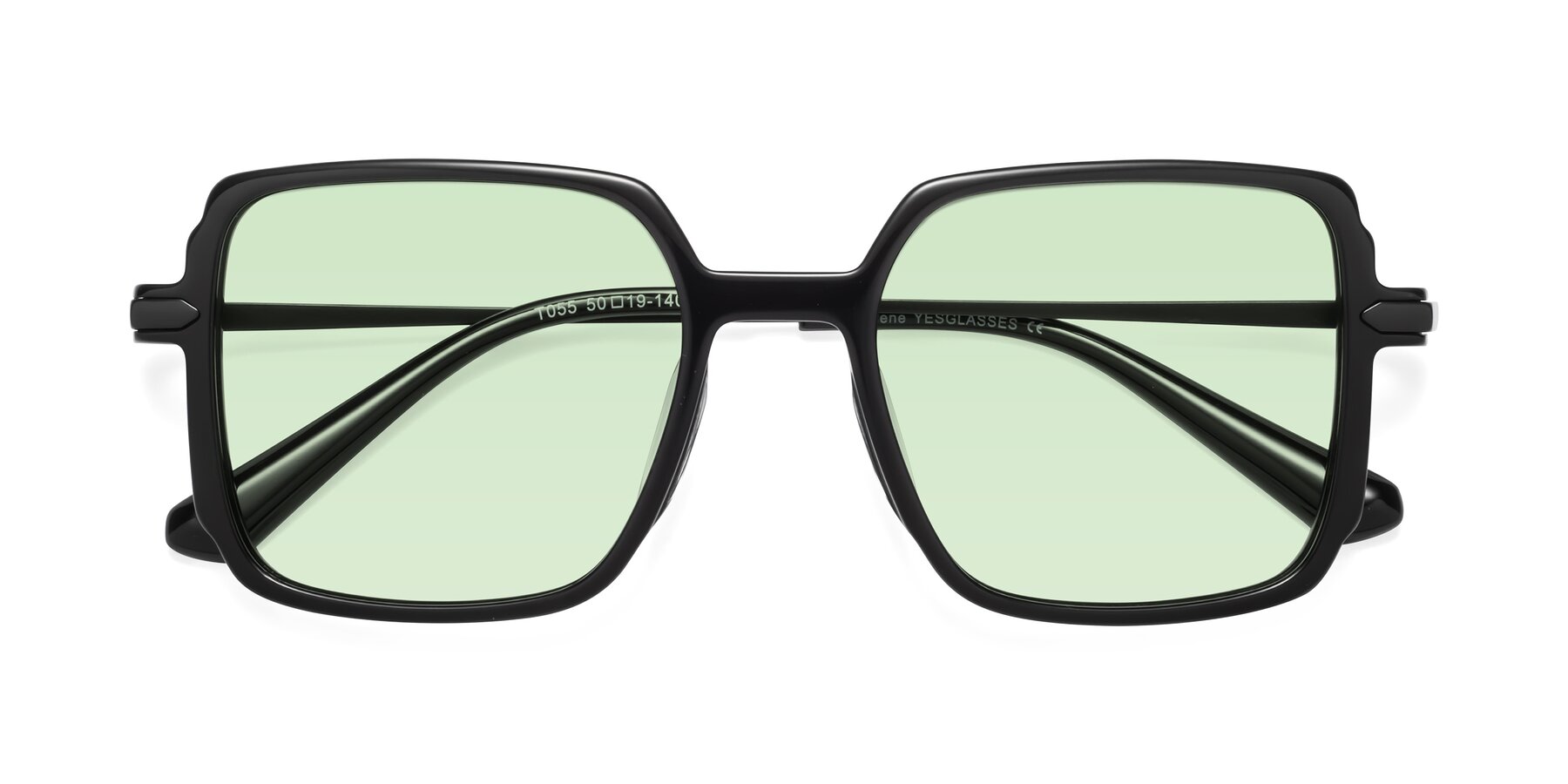 Folded Front of Darlene in Black with Light Green Tinted Lenses