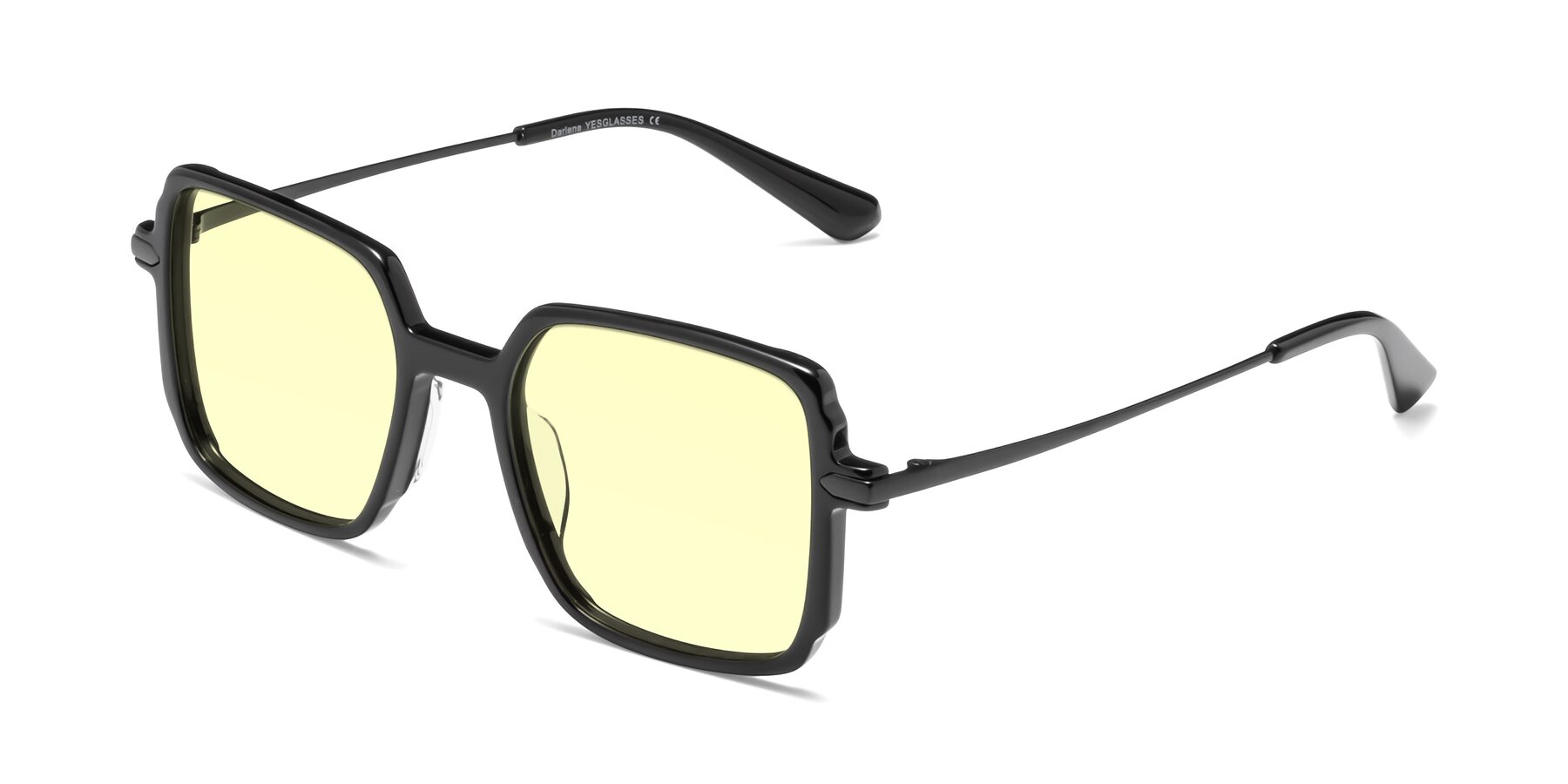 Angle of Darlene in Black with Light Yellow Tinted Lenses