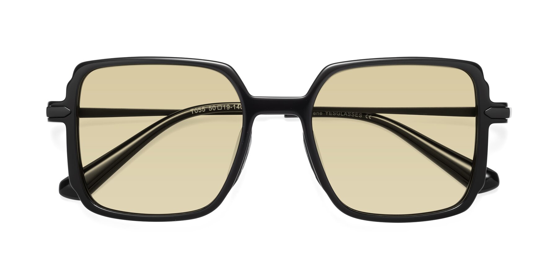 Folded Front of Darlene in Black with Light Champagne Tinted Lenses