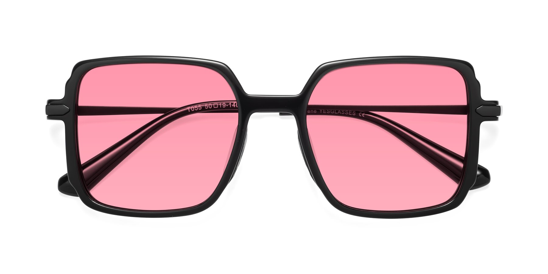 Folded Front of Darlene in Black with Pink Tinted Lenses