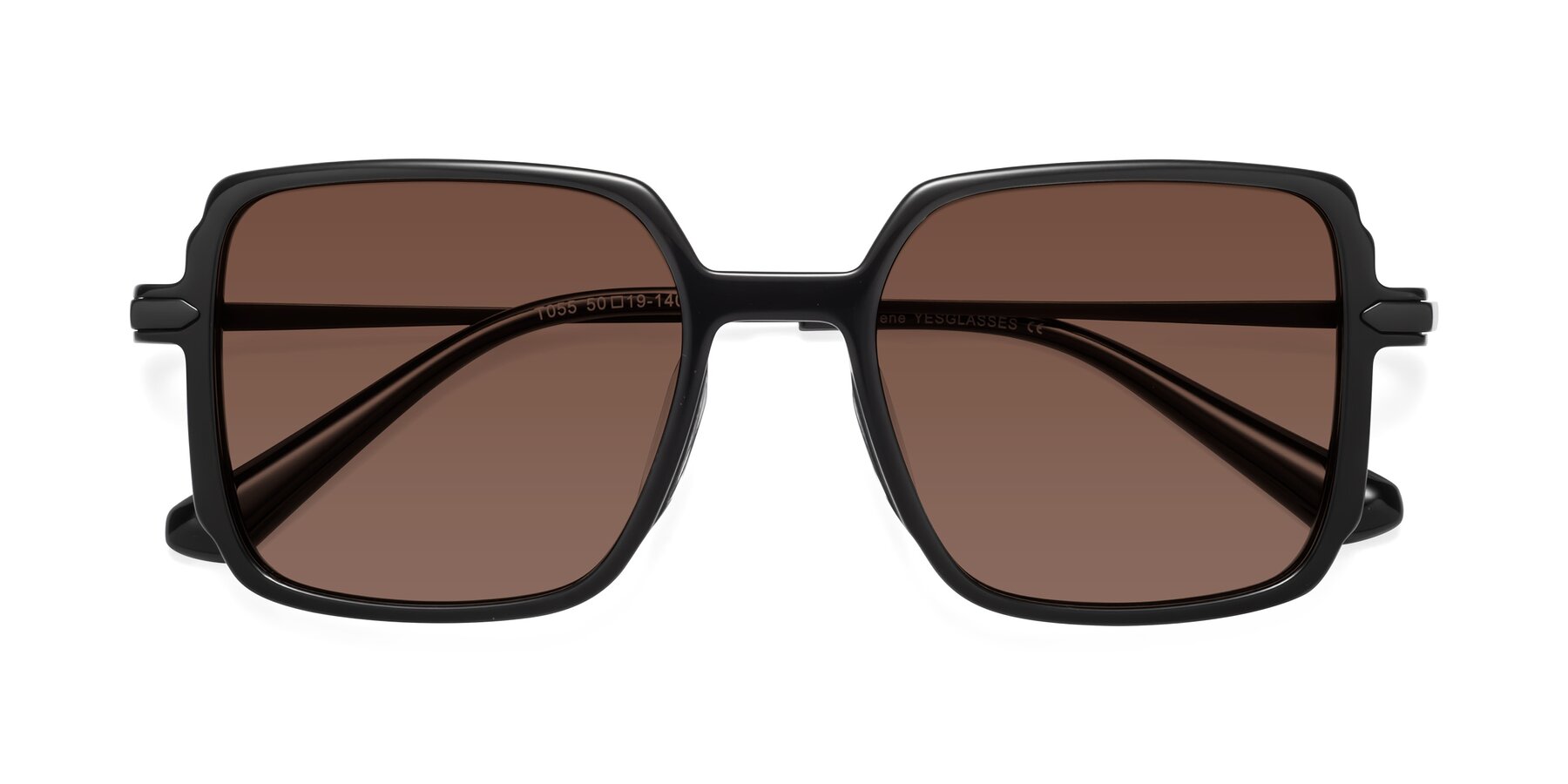 Folded Front of Darlene in Black with Brown Tinted Lenses