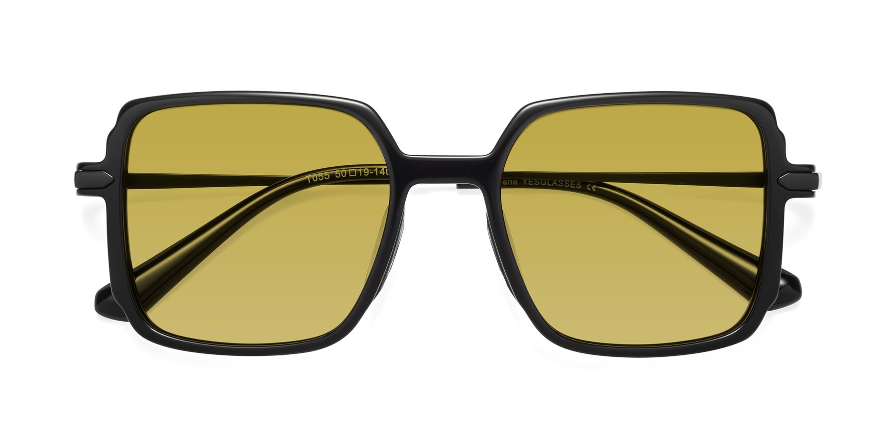 Folded Front of Darlene in Black with Champagne Tinted Lenses