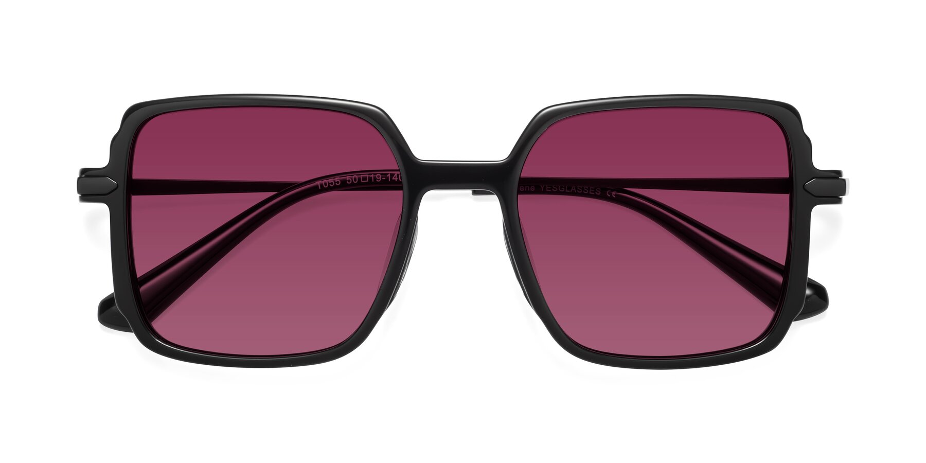 Folded Front of Darlene in Black with Wine Tinted Lenses