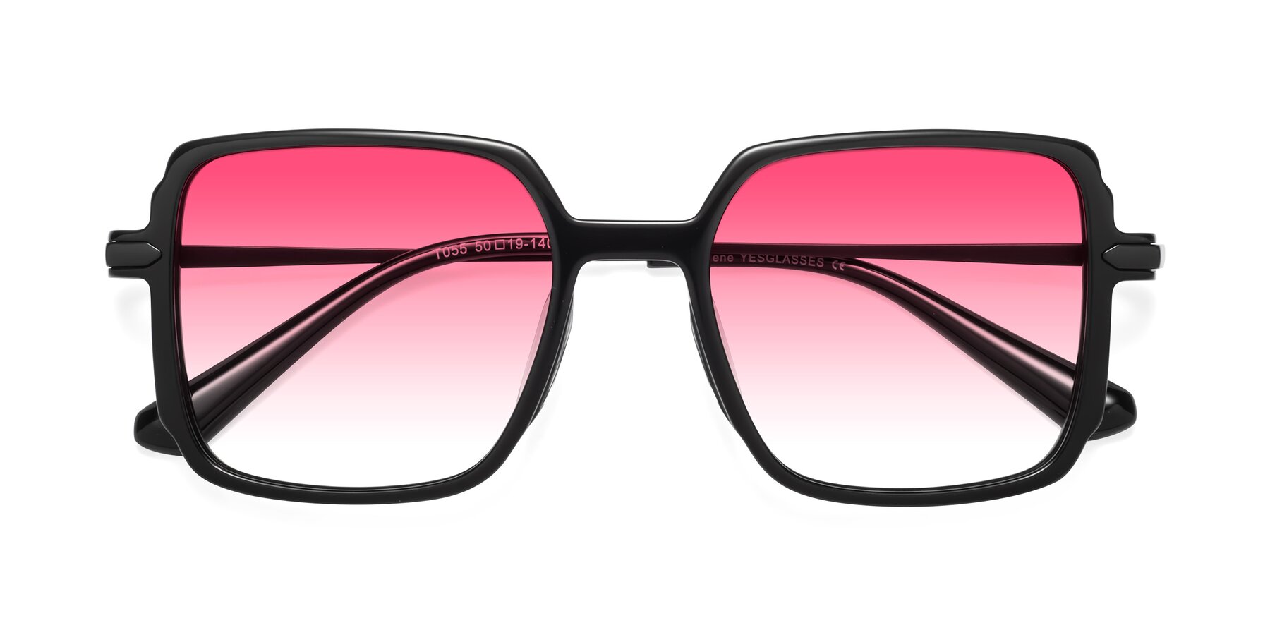 Folded Front of Darlene in Black with Pink Gradient Lenses