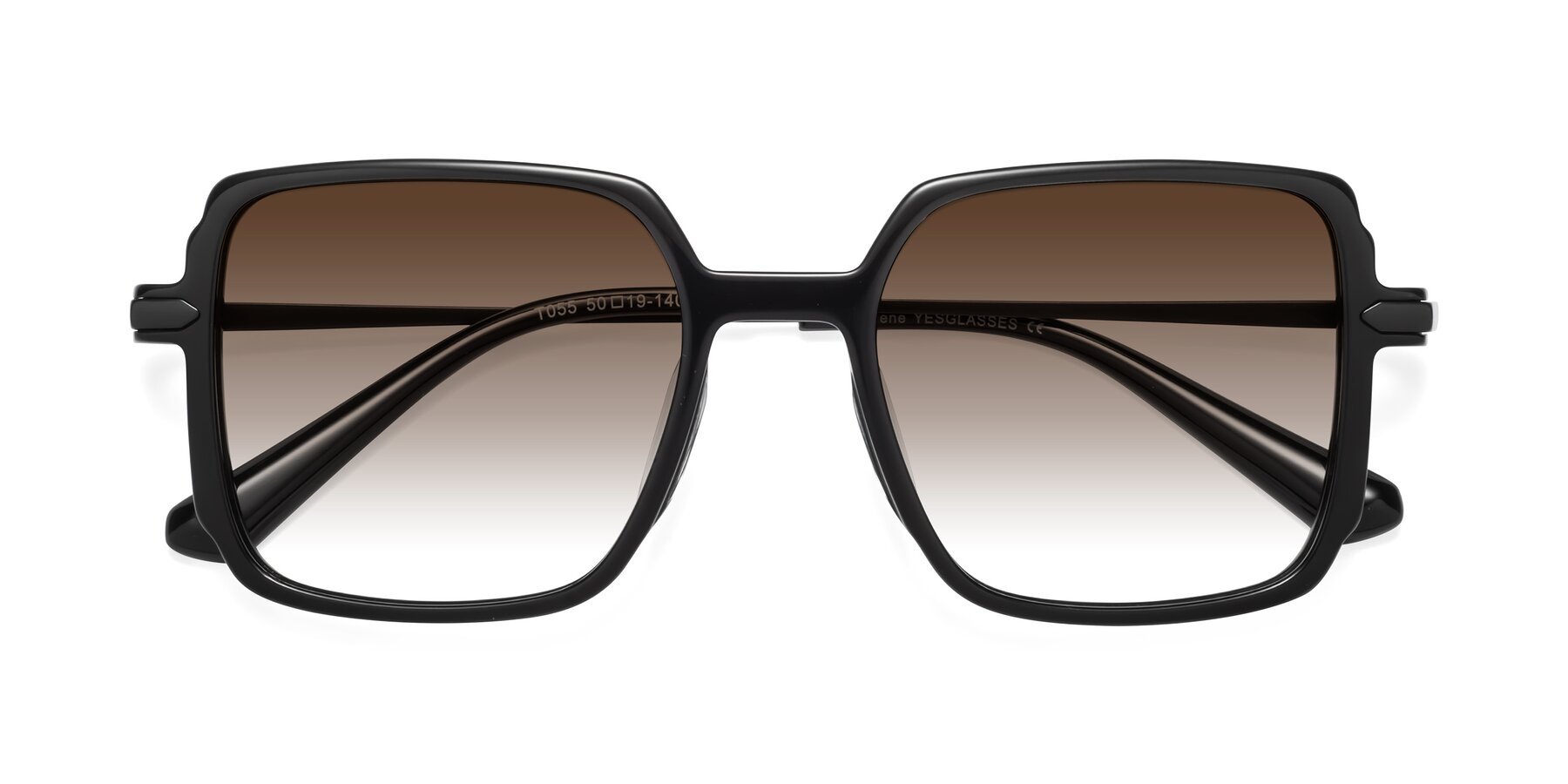 Folded Front of Darlene in Black with Brown Gradient Lenses
