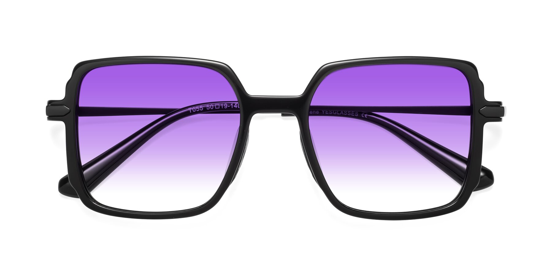 Folded Front of Darlene in Black with Purple Gradient Lenses