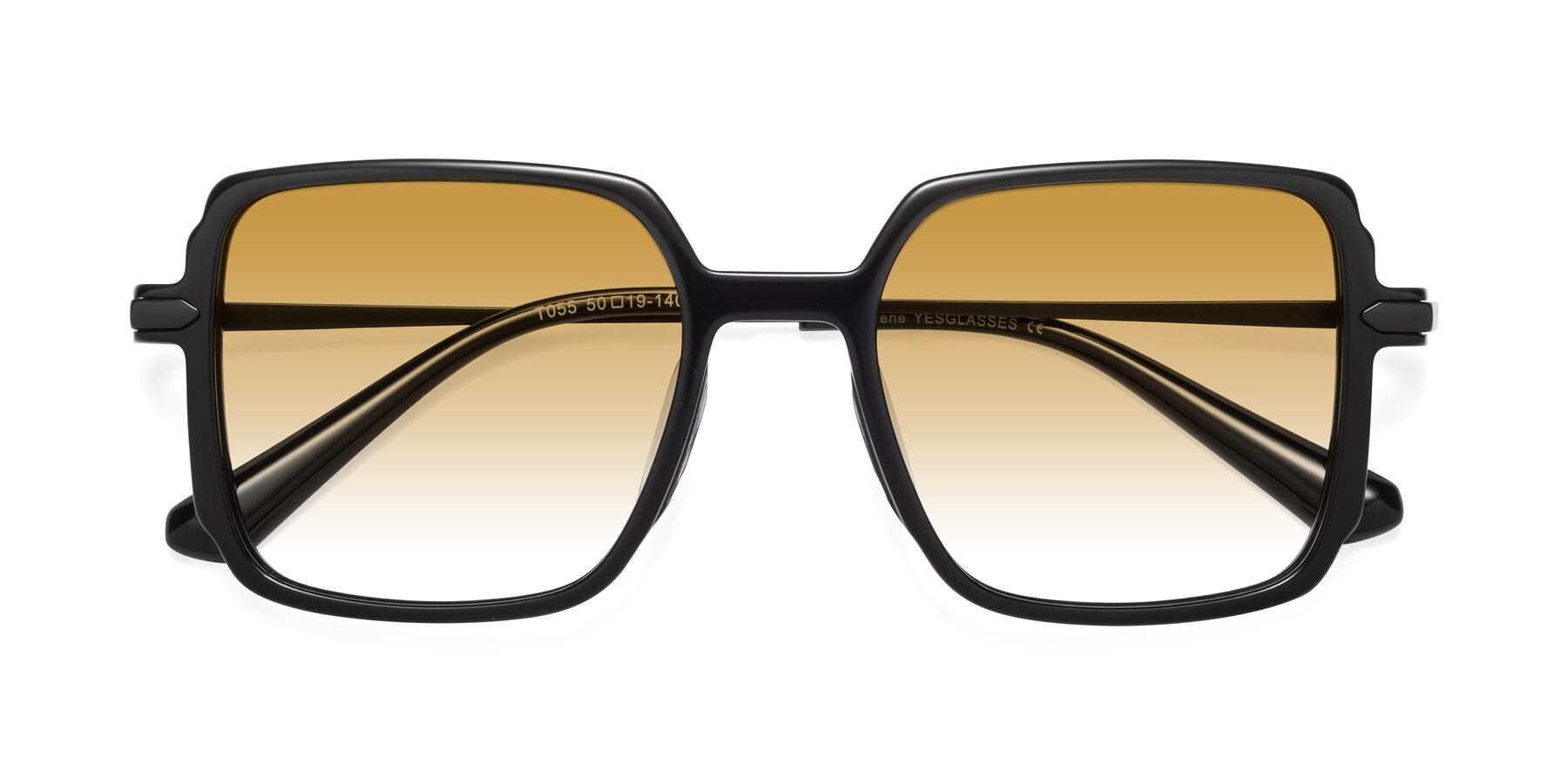 Folded Front of Darlene in Black with Champagne Gradient Lenses