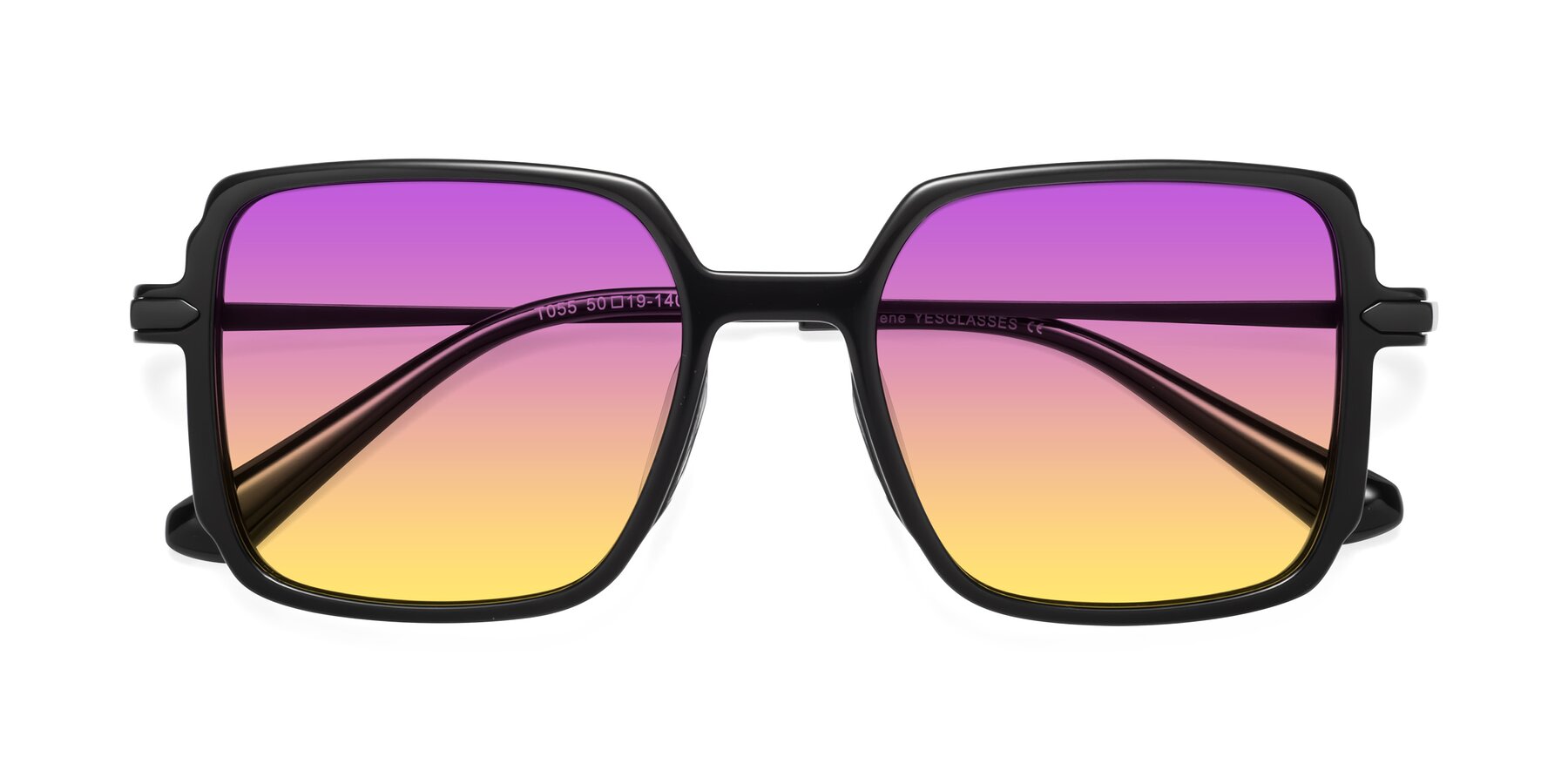 Folded Front of Darlene in Black with Purple / Yellow Gradient Lenses