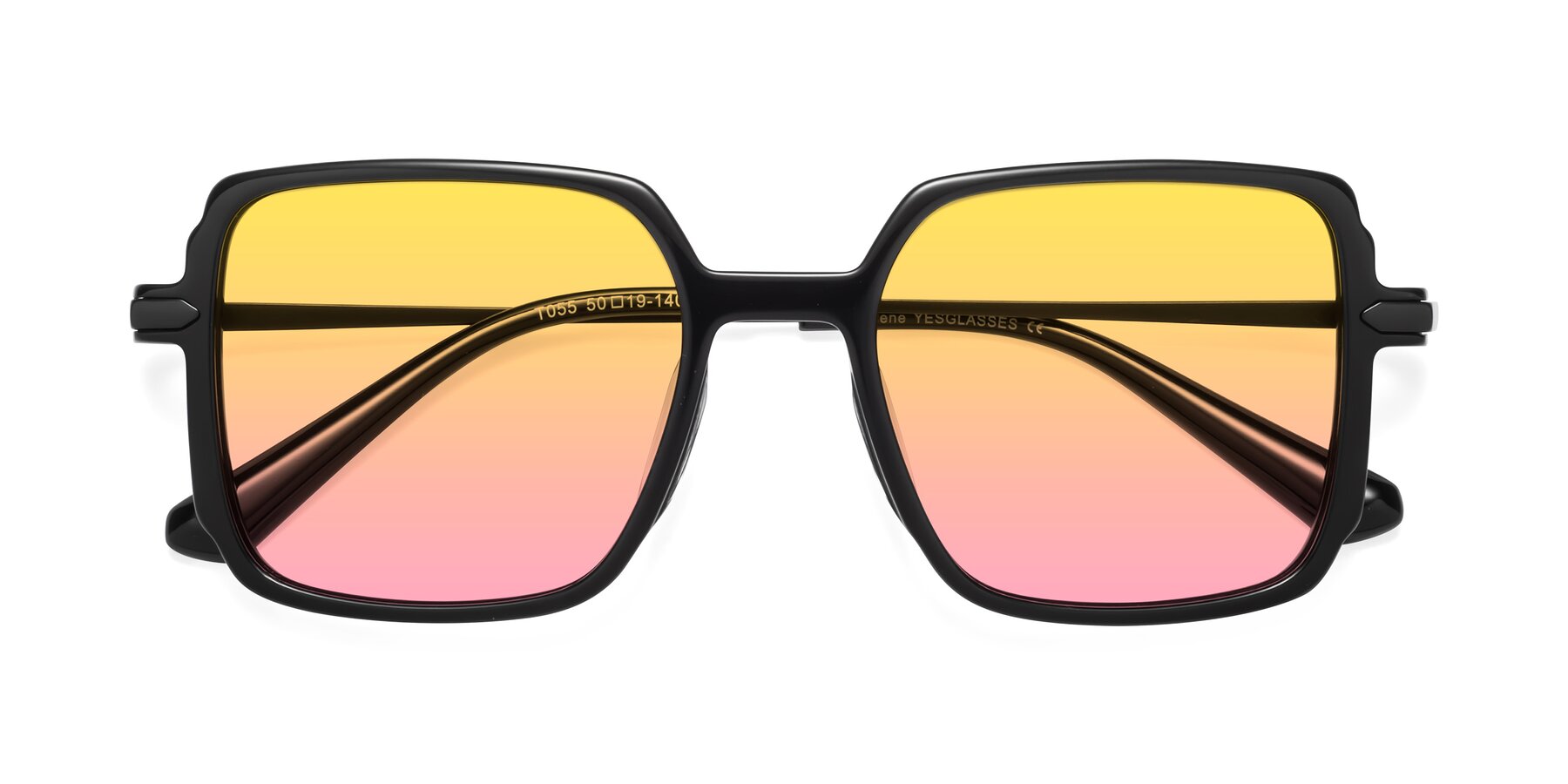 Folded Front of Darlene in Black with Yellow / Pink Gradient Lenses