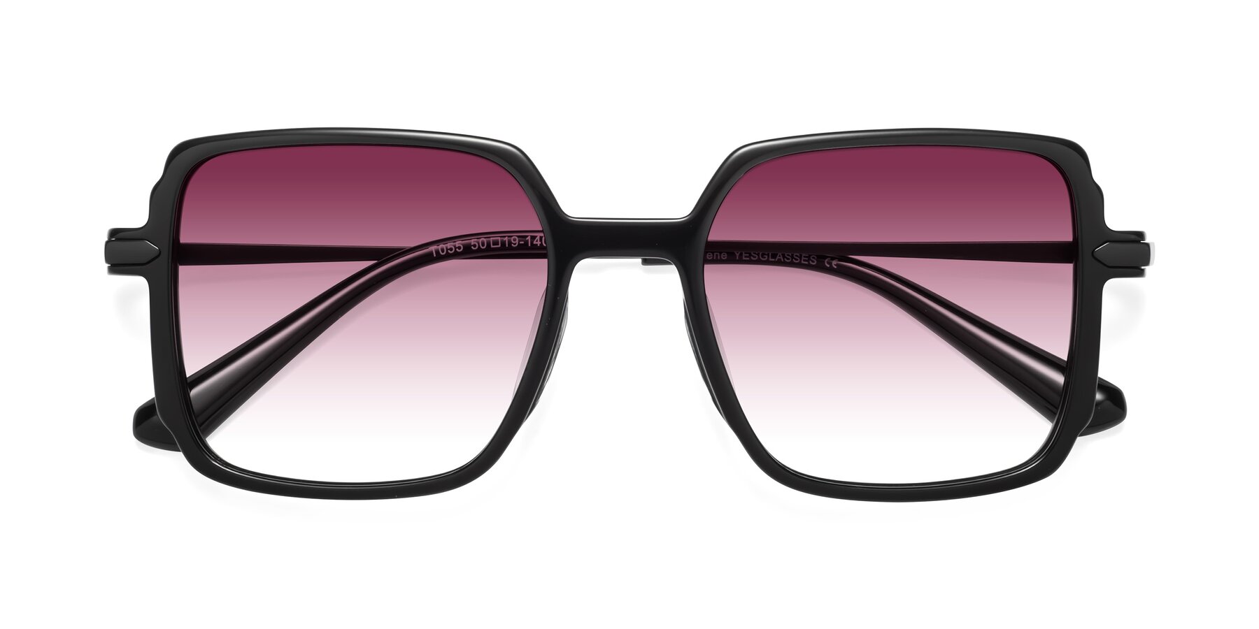 Folded Front of Darlene in Black with Wine Gradient Lenses