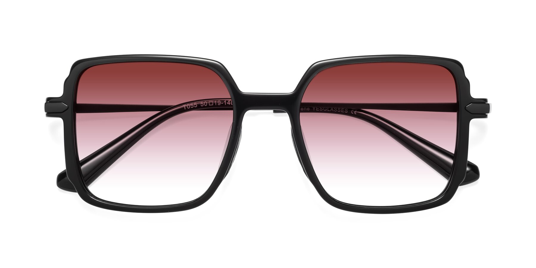 Folded Front of Darlene in Black with Garnet Gradient Lenses