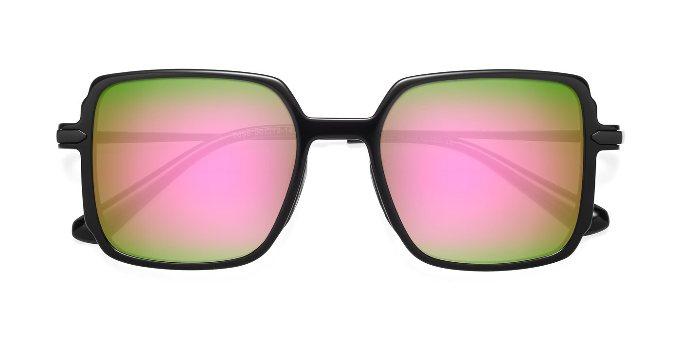 Darlene - Black Flash Mirrored Sunglasses