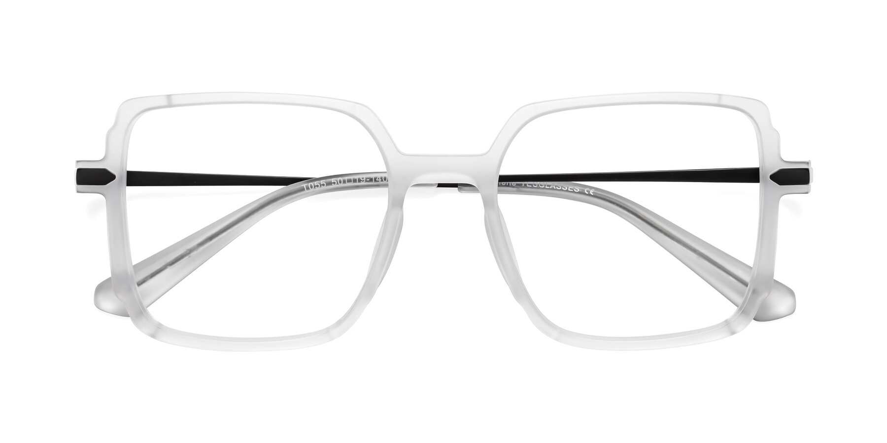 Folded Front of Darlene in White with Clear Blue Light Blocking Lenses