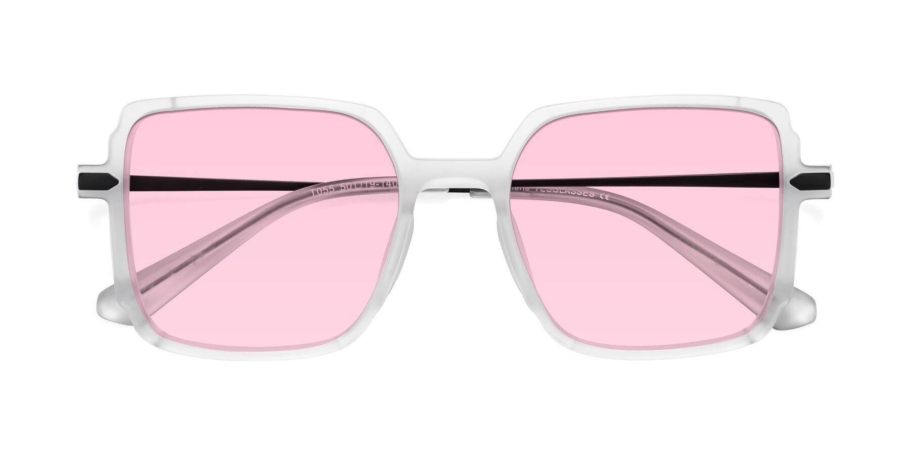 Folded Front of Darlene in White with Light Pink Tinted Lenses