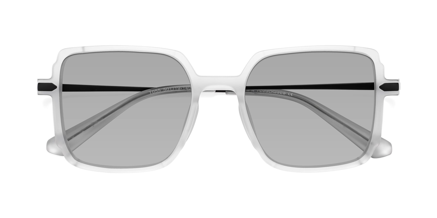 Folded Front of Darlene in White with Light Gray Tinted Lenses